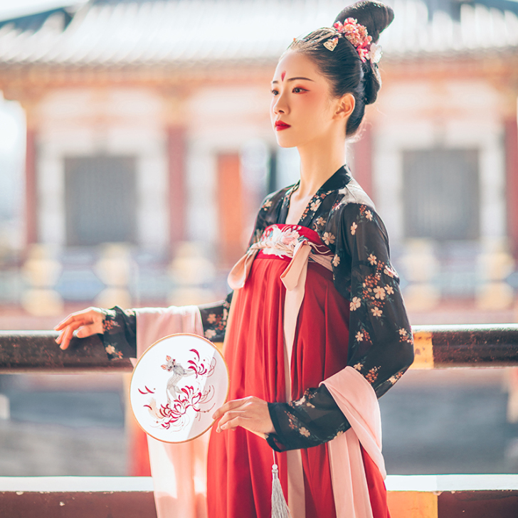 汉尚华莲原创改良汉服女太平齐胸衫裙两色高腰...