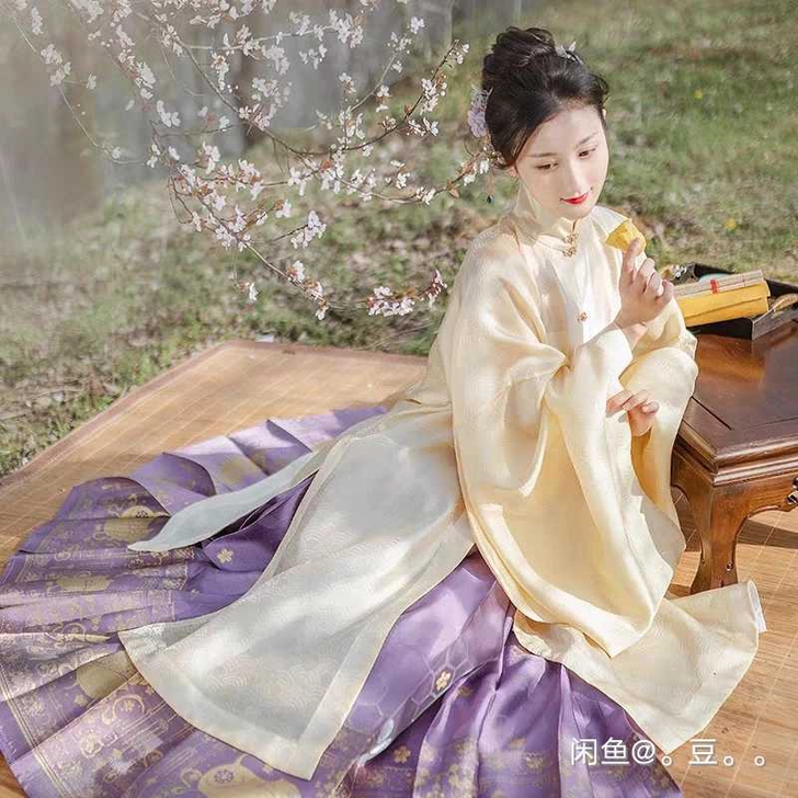 池夏，汉服长衫楚楚，水蓝色，全新的m码！