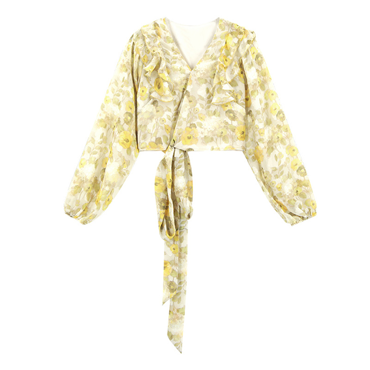 全新未拆封 丹来鸟 蕾丝雪纺衫