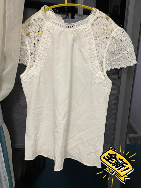 蕾丝衫女短袖2021夏装新款小衫高档商场同...
