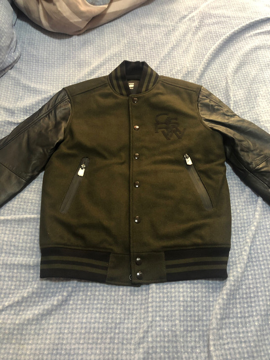 gstar 毛呢拼接羊皮棒球夹克，国专全新...