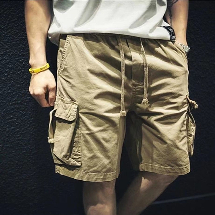 夏季男士休闲运动短裤男潮松紧腰五分裤纯棉水...