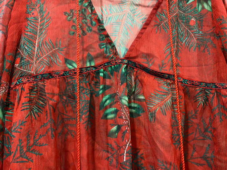 断舍离!红色民族风雪纺衫