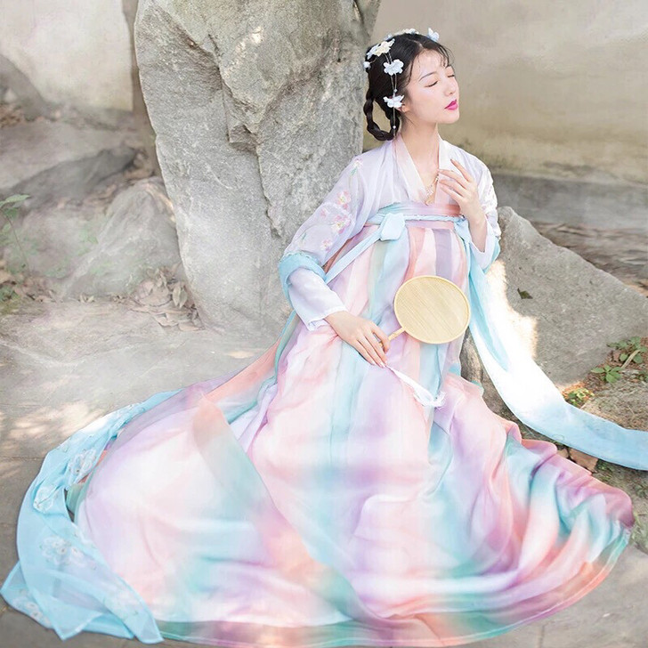 云梦霓裳 齐胸襦裙 彩虹下裙 拂霓裳 L码...
