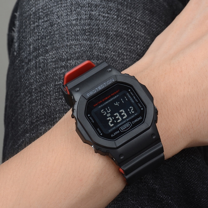 手表男方块表运动纯黑小方块学生电子表女情侣...