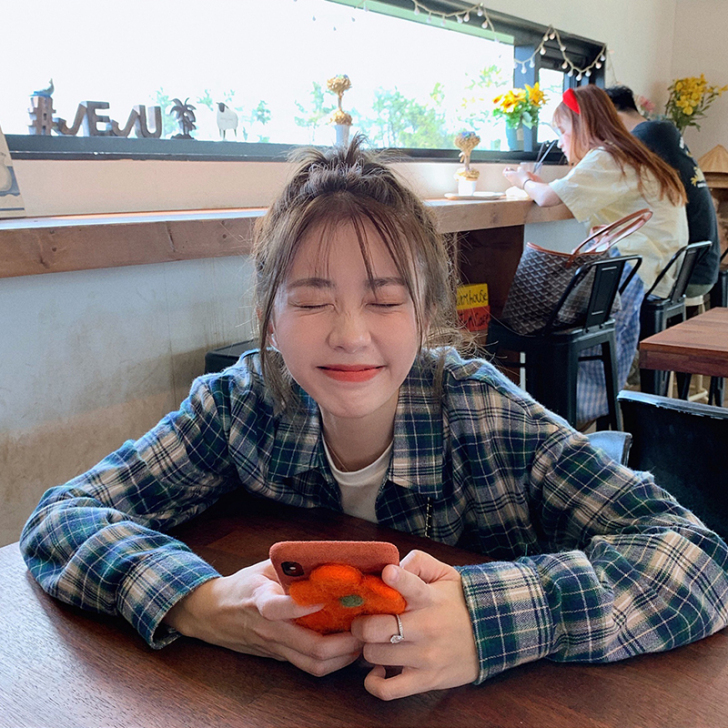 格子衬衫女庄庄2019秋季新款复古港味韩版...