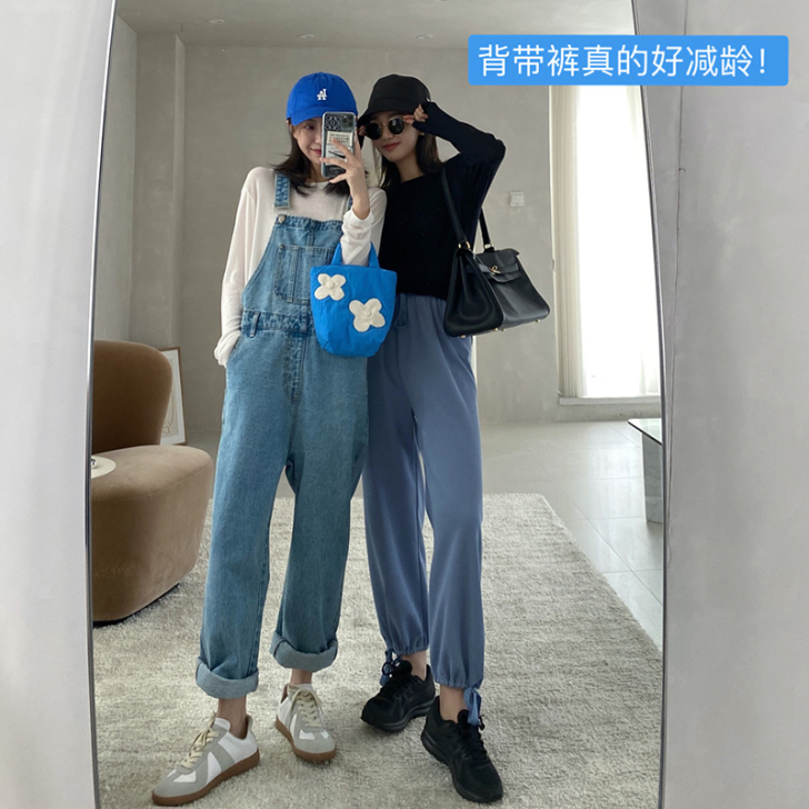 FFAN泛泛 初恋背带裤女春秋宽松薄款外穿...
