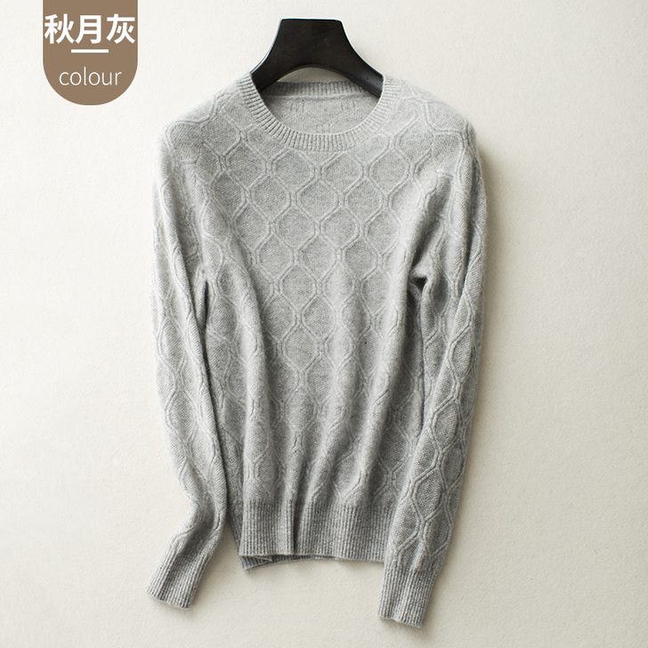 秋冬新款圆领羊绒衫女 100%纯##amp...