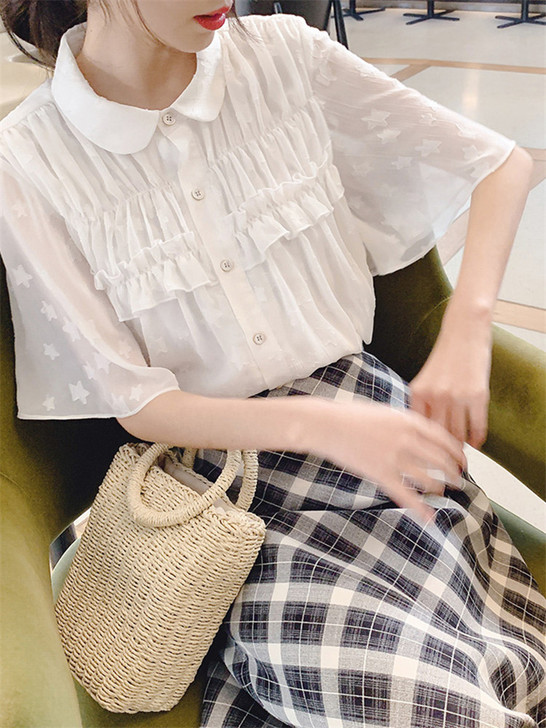 婉扮 蕾丝雪纺衫