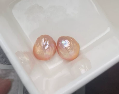 一对皱皮橘红色纽扣～28元   珠层很厚 ...