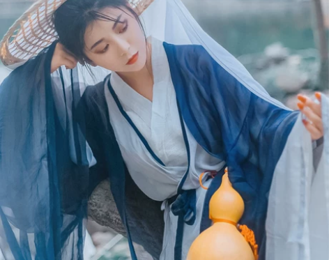 定风波 汉服女中国风仙气飘逸魏晋风直裾三件...