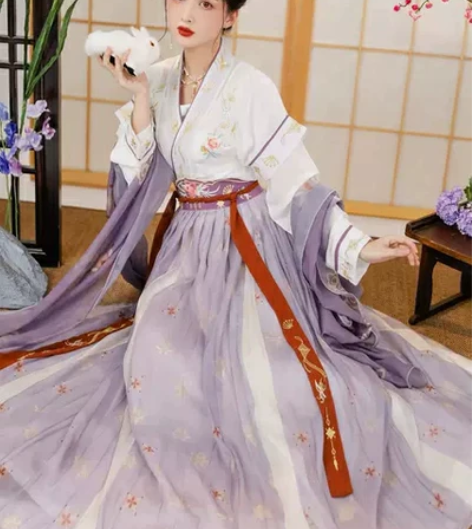 汉服 玉术【一览芳华】唐褙子圆领衫褶裙改良...