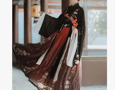 桔屿梧桐落汉服女中国风交领大袖齐腰襦裙魏晋...