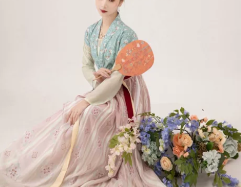桔屿正版汉服女唐褙子中国风全套对襟齐腰襦裙...