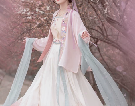 （9折代拍）瞳莞汉服原创设计春季褶裙花朝沐时全套宋制天丝飞机...