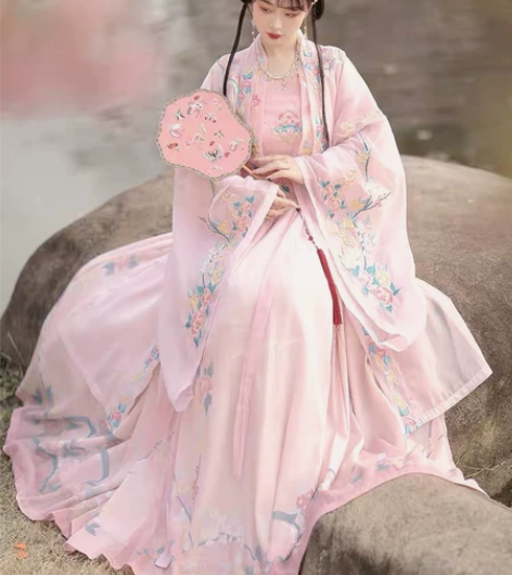 蝉佩家的齐腰对襟大袖四件套，粉色L码，适合...