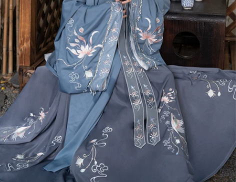 清梳原创西府幽兰明制汉服立领长袄刺绣云肩齐...