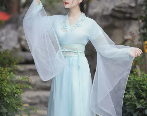 汉服女中国风仙气古风蓝色古装春秋广袖流仙裙...