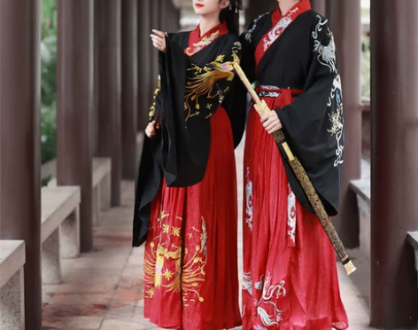 原创汉服女情侣交领齐腰襦裙日常古装中国风龙...