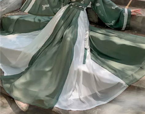 汉旭绿色汉服女夏季原创齐腰交领一片式闺蜜情...