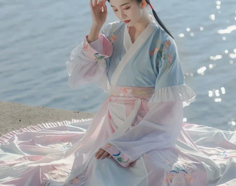 云芳晴浮蕖清原创汉服女晋制魏晋风交领半臂齐...