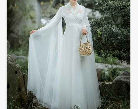 汉服女白色古装中国风超仙气古风飘逸古典舞蹈...