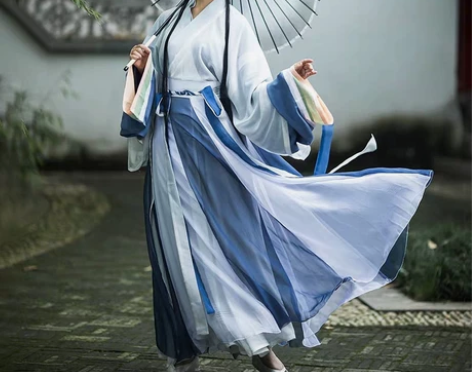 柒邑雲裳诉汉服女正品原创白菜交领晋制齐腰破...