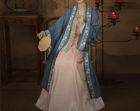 只有蓝色褙子！！柒邑原创汉服女宋制三件套【...