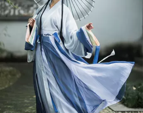柒邑 民族装舞台装，汉服 魏晋交差大袖 汉...