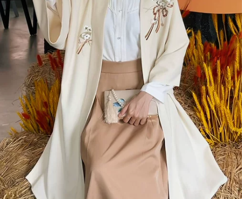 汉尚华莲汉服 空谷执扇原创国风汉元素对襟长...