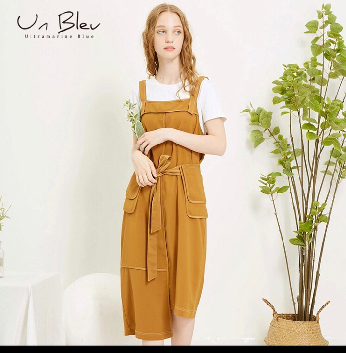 unbleu设计师款背带裙