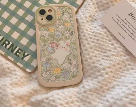 绿花丛兔子女孩苹果手机壳付邮送iPhone...