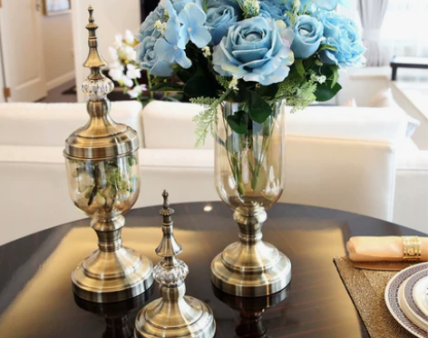 欧式美式家居装饰品玻璃花瓶摆件透明客厅家用...