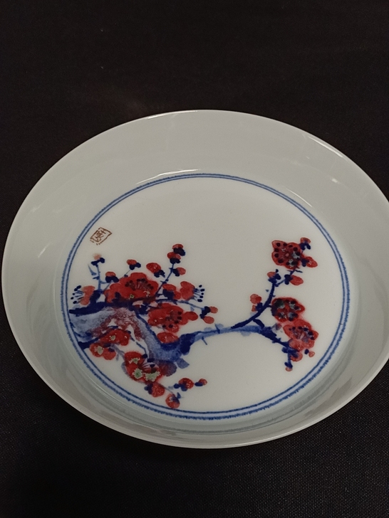 青花釉里红干泡台，口径15厘米，纯手工制作