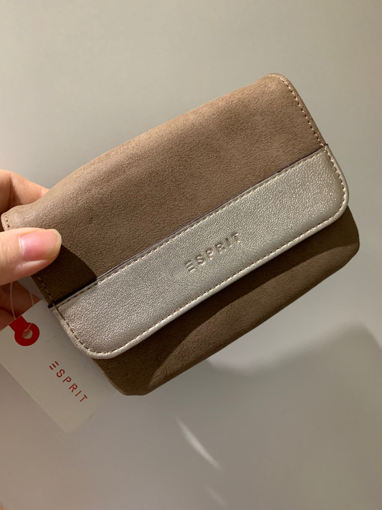 ESPRIT 全新女士棕色零钱包 PU皮麂皮