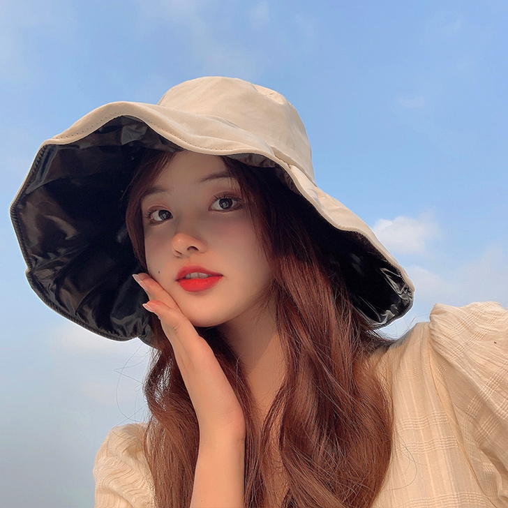 【55盛典价】黑胶防晒遮阳帽子女夏季薄款遮...