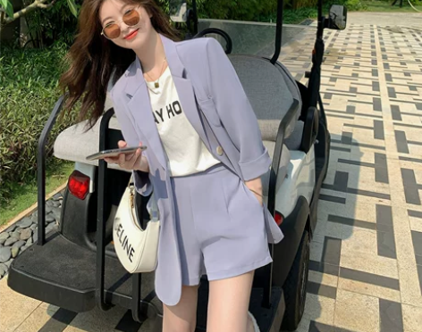 【胡楚靓 城市猎人】白色休闲西装外套女薄款...