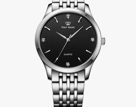 天王表钢带简约情侣手表男士女士休闲石英表3...