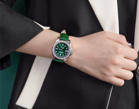 蒂米妮满钻圆形绿水鬼轻奢小众时尚休闲防水石...