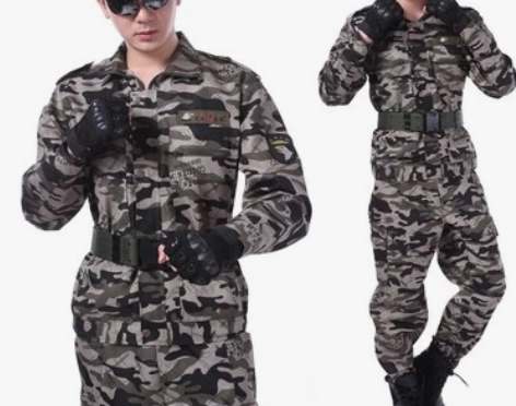 包邮剪刀花迷彩服套装男女通用作训服套装劳保...