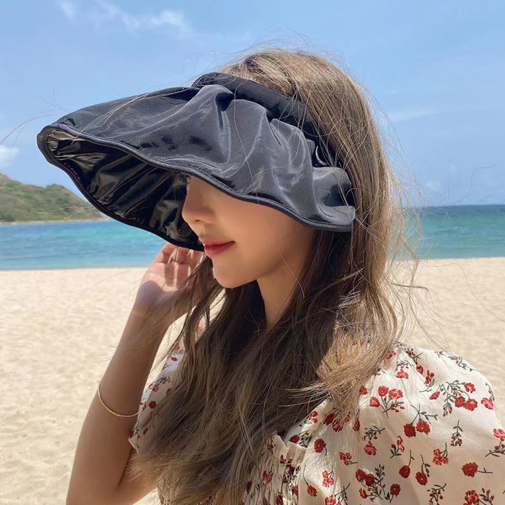 艾佳微黑胶防晒帽女防紫外线遮阳帽骑车空顶太...