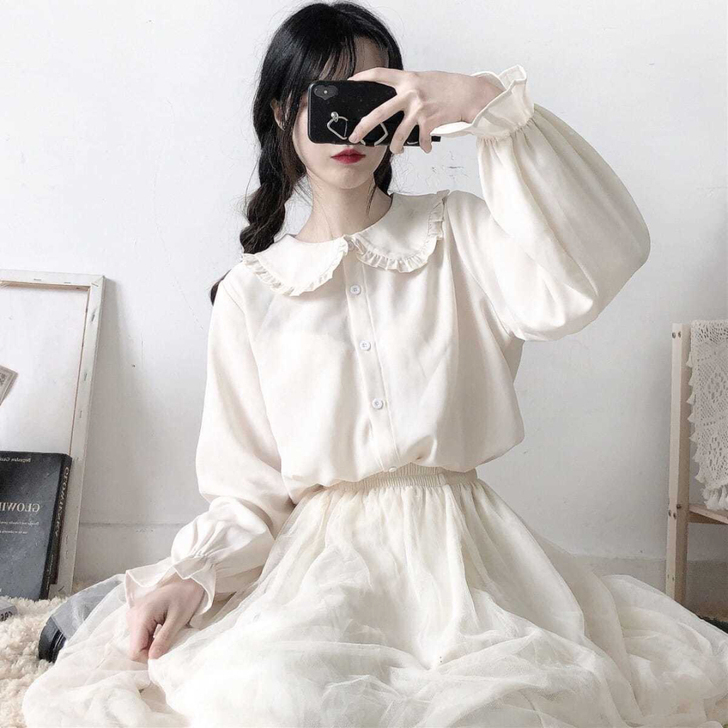 娃娃领长袖衬衫30