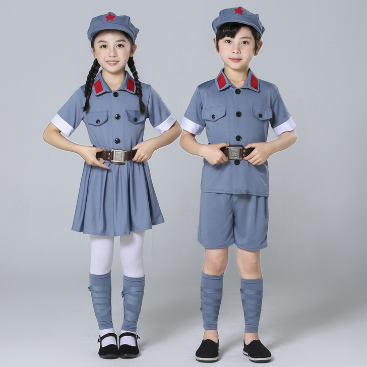 六一儿童小红军演出服男女童舞台军装红星闪闪...