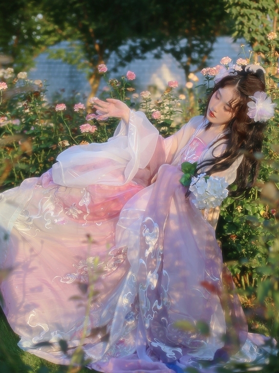 清欢纪汉服女秋重工刺绣自在飞花大袖衫诃子裙...