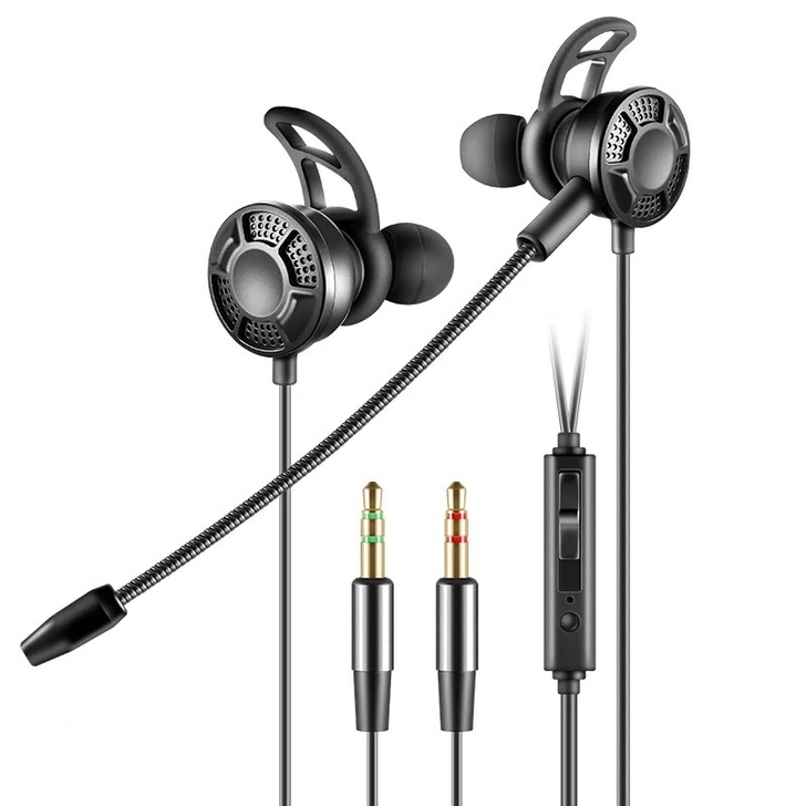 闲置电脑耳机入耳式电竞游戏耳机双插针双麦耳机