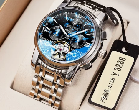 瑞士镂空机械表全自动正品防水手表男士十大国产腕表品牌钢带男表...