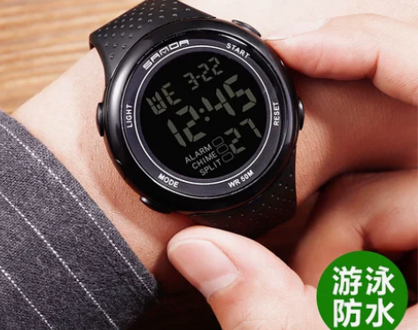 三达户外电子表跑步休闲大表盘防水男学生多功...