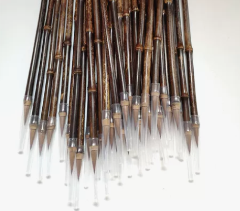 纯狼毫小楷毛笔 笔杆是天然紫竹笔杆 出峰2...