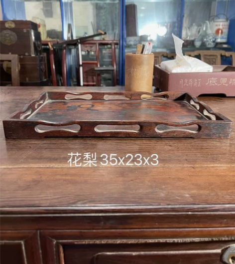 清代花梨木文盘，旋转拍摄，一览无余！ 感兴...