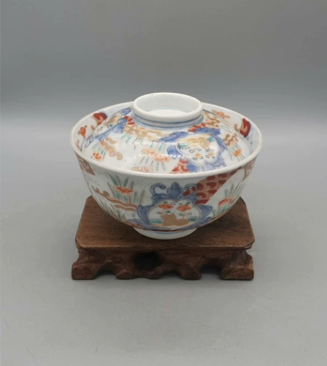 【日本 青花赤绘 老盖碗】 【日本 青花赤...